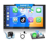 8 Core Podofo 2 Din Autoradio 4+64G Wireless A-pple Carplay Android Auto Radio, 7'' Doppio Din Stereo Radio Schermo IPS Bluetooth 5.0 GPS WiFi DSP FM/RDS 2USB + Telecamera Posteriore AHD & Microfono