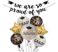 8 decorazioni per laurea, addio al celibato, con bandierine da 5 metri e 7 palloncini per laurea, decorazione per feste di laurea, bandierine e palloncini per feste di successo accademico