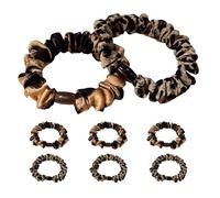 8 elastici per capelli da donna, motivo leopardato, alla moda, elastici per capelli marroni, per la decorazione dei capelli, senza danni ai capelli (mix di colori 1)