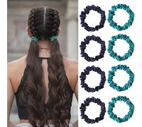 8 elastici per capelli in seta dai toni profondi con elastico in raso, per la cura dei capelli durante il sonno (blu lago e blu navy)