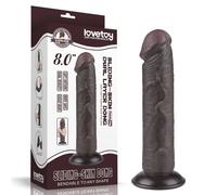 8'' FALLO NERO DILDO REALISTICO IN SILICONE CON EFFETTO PELLE FLESSIBILE MORBIDO