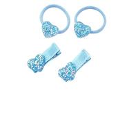 8 fermagli per capelli a forma di cuore con paillettes e stelle e graziosi fermagli per capelli con cordino per capelli, accessorio laterale per capelli per ragazze (blu)