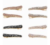 8 fermagli per capelli alla moda a becco d'anatra vintage con strass, fermagli per capelli a coccodrillo classici antiscivolo per capelli spessi e lunghi