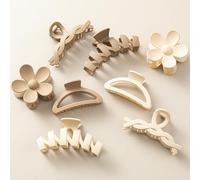 8 fermagli per capelli da donna, a forma di fiore, per capelli spessi, antiscivolo, con diversi stili, colori neutri, ideali per ragazze