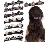 8 fermagli per capelli da donna, con brillantini, intrecciati, per capelli, da donna, a doppio strato, con 3 piccole clip, per colibrì, per donne e ragazze