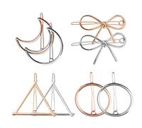 8 fermagli per capelli in lega per donne, a forma di luna cava, fiocco, cerchio e triangolo, forcine in metallo