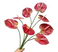 8 fiori artificiali di Anthurium da 60 cm, veri al tatto, per centrotavola, composizioni floreali e decorazioni per matrimoni (rosa scuro)
