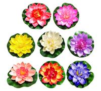 8 fiori di loto artificiali, decorazione per piscina, fiori di loto, decorazione per piante artificiali, decorazione per laghetti all'aperto, piante galleggianti