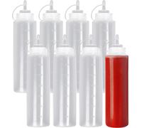 8 Flacone Dosatore Grandi in Plastica per Salse Con Tappo, XL 680Ml - Biberon Cu