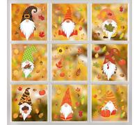 8 Fogli Adesivi Finestre Ringraziamento, Vetrofanie Autunno, Decalcomanie Finestre Gnomo Ringraziamento, Decorazioni Autunnali per Finestre, Per Il Ringrazia-mento Autunnali Decorazione