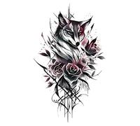 8 fogli colorati di tatuaggi finti da donna a forma di rosa del Re Leone, adesivi temporanei impermeabili, animali, volpi, teschi, braccia, arte, bellezza, totem, vernice(31-QTBS-8575)