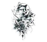 8 fogli colorati di tatuaggi finti da donna a forma di rosa del Re Leone, adesivi temporanei impermeabili, animali, volpi, teschi, braccia, arte, bellezza, totem, vernice(12-QTBS-8573)