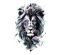 8 fogli colorati di tatuaggi finti da donna a forma di rosa del Re Leone, adesivi temporanei impermeabili, animali, volpi, teschi, braccia, arte, bellezza, totem, vernice(18-QTBS-8586)