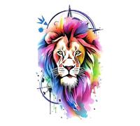 8 fogli colorati di tatuaggi finti da donna a forma di rosa del Re Leone, adesivi temporanei impermeabili, animali, volpi, teschi, braccia, arte, bellezza, totem, vernice(03-QTBS-8500)