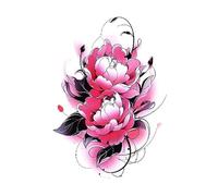 8 fogli colorati di tatuaggi finti da donna con rose e motivo a forma di Re Leone, adesivi temporanei impermeabili, animali, volpi, totem, braccio(33)