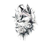 8 fogli colorati di tatuaggi finti da donna con rose e motivo a forma di Re Leone, adesivi temporanei impermeabili, animali, volpi, totem, braccio(10)