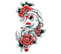 8 fogli colorati di tatuaggi finti da donna con rose e motivo a forma di Re Leone, adesivi temporanei impermeabili, animali, volpi, totem, braccio(28)