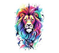 8 fogli colorati di tatuaggi finti da donna con rose e motivo a forma di Re Leone, adesivi temporanei impermeabili, animali, volpi, totem, braccio(32)