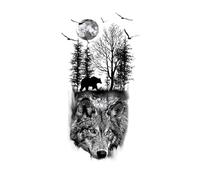 8 Fogli di Adesivi for Tatuaggi temporanei Impermeabili, Motivo: Foresta, Leone, Tigre, Orso, Donna, Leopardo, Lupo, Body Art, Braccio, Tatuaggio Finto, Uomo(XQB-480)