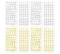 8 fogli di adesivi glitterati con lettere e numeri, autoadesivi, dorati, per artigianato, album di ritagli