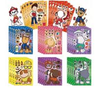 8 fogli di Adesivi simpatici con puzzle e personaggi del cartone animato Paw Patrol, Chase, Crea una faccia, decorazioni divertenti per bambini, regalo per ragazzi Tagli UnicaPolicloruri di vinile