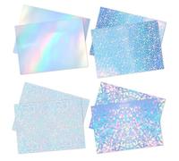 8 fogli di carta olografica, A4 carta trasparente,Holographic Sheet, per album di ritagli, foto, album,4 modelli(Punto,Stella,arcobaleno,frammenti)