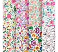 8 Fogli di Finta Pelle con Tema Floreale, Tessuto in Pelle Sintetica Stampata Floreale per Orecchini Fatti a Mano Fai da Te, Fiocchi per Capelli