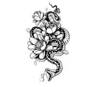 8 fogli di tatuaggi temporanei a forma di serpente, fiore, totem, animali, for uomini e donne, tatuaggi finti su mani, braccia e collo.(E)