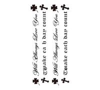 8 fogli di tatuaggi temporanei con lettere nere, manica del braccio, parola d'amore, cuore, finti, corpo, gamba, donne, totem(SET 06)