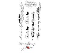8 fogli di tatuaggi temporanei con lettere nere, manica del braccio, parola d'amore, cuore, finti, corpo, gamba, donne, totem(SET 02)