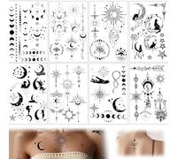 8 Fogli Tatuaggio Facciale Luna Nera, Adesivi per Tatuaggi, Tatuaggio Temporaneo, Adesivi per Tatuaggi Festivi, Tatuaggio da Strega, Carnevale, Festa a Tema, Halloween, Cosplay