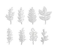 8 Fustelle Foglie in Acciaio al Carbonio - Forme di Taglio di Precisione per Scrapbooking, Carte e Progetti DIY (10x9,6 cm, Argento)