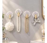 8 ganci da doccia adesivi trasparenti, senza design a conchiglia
