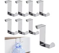 8 ganci da porta da 1,8 cm e 4 cm, a doppia testa, in acciaio inox, a forma di Z, reversibili, senza foro, salvaspazio, per armadio, cucina, camera da letto, bagno (argento)