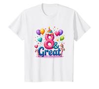 8 & Grande Festa di Compleanno per Gli Amanti degli unicorni magici Maglietta, Bambini, Bianco, 4 Anni