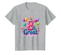 8 & Grande Festa di Compleanno per Gli Amanti degli unicorni magici Maglietta, Bambini, Grigio Melange, 6 Anni