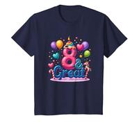 8 & Grande Festa di Compleanno per Gli Amanti degli unicorni magici Maglietta, Bambini, Navy, 6 Anni