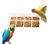 8-Grid Bird Cage Feeder, Water Dispenser, Hanging Parakeet Feeding Station, 16x8.9x4.4cm, Clear Compartment Design, for Porch, Patio, Garden, Balcony, and Indoor Aviary Use