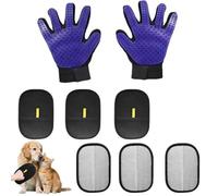 8 guanti per la toelettatura degli animali domestici per spargimento - 6 guanti riutilizzabili per la depilazione di cani e gatti + 1 paio di spazzole 2 in 1 per deshedding e guanto da massaggio