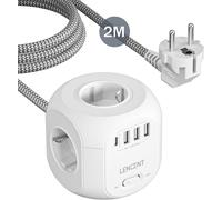 8 in 1 Multipresa Cubo con Cavo da 2M Presa Alimentatore 4 Prese AC 3 USB e 1