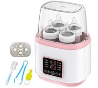 8 in 1 scaldabiberon, sterilizzatore per biberon, scaldabiberon rapido per neonati, scaldabagno e sbrinamento con display LCD, senza BPA, rosa