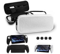 8 in 1 Set di Accessori Compatibile con Playstation Portal, Portal Custodia Rigida con Copertura Protettiva in Silicone Compatibile con PS5, Protezione Schermo con 4 Tasti da Pollice - Nero & Bianco