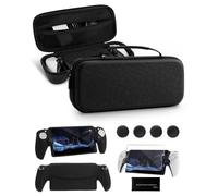 8 in 1 Set di Accessori Compatibile con Playstation Portal, Portal Custodia Rigida con Copertura Protettiva in Silicone Compatibile con PS5, Protezione Schermo con 4 Tasti da Pollice - Nero