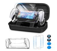 8 in 1 Set di Accessori per PlayStation Portal Remote Player, Pacchetto con Custodia Rigida da Viaggio Portatile, 1 Custodia Trasparente, 2 Pellicole Protettive per Lo Schermo e 4 Maniglie per Pollice