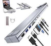 8-in-1 USB-C Laptop Stand, Laptop Stand, 2 USB 3.1, PD 100W, Portable Type C Hubs Adapter with 4k HDMI, Universal for Home/Offices/Corporate Desks/Cafes (1pcs)