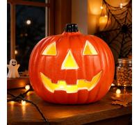 8 In Light Up Jack O Lantern, Halloween Spooky Face Illumina Decorazione | Lanterna in plastica Jack O, a LED, a batteria, per interni ed esterni, resistente alle intemperie, per Halloween e