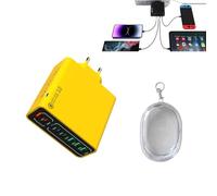 8 in1Waterproof Port USB Fast Charger,Portable Super Fast Wall Charging Station,Universal Socket Charging Devices with 4 Type C Ports and 4 USB Ports for Mobile Phone Tablets Laptop (EU plug (yellow))