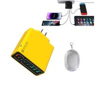 8 in1Waterproof Port USB Fast Charger,Portable Super Fast Wall Charging Station,Universal Socket Charging Devices with 4 Type C Ports and 4 USB Ports for Mobile Phone Tablets Laptop (US plug (yellow))