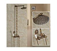 8 inch Antique Shower System with Hot And Cold Water Shower Combo Set Multifunction Single Handle Shower Faucet Set with Top Rainfall Shower Head, Handheld Shower,Type B