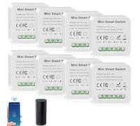 8 interruttori della luce intelligenti, modulo a 1 via, doppio controllo, mini interruttore Wi-Fi fai da te, adatto dietro interruttore a parete, modulo compatibile con Tuya, Alexa e Google Home